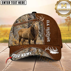Maxcorners Deer Hunting Leather Style Woodland Buck Art Multi Options Personalized Name 3D Cap (6 Options)