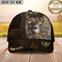 Maxcorners Deer Hunting Classic Buck Portrait Camouflage Frame Multi Options Personalized Name 3D Cap (6 Options)