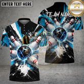 Maxcorners Bowling Ball Electric Strike Explosion Multicolor Options Personalized Name, Team Name 3D Shirt (4 Colors)