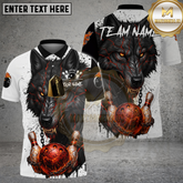 Maxcorners Fierce Wolf Lava Bowling Ball Multicolor Options Personalized Name, Team Name 3D Shirt (4 Colors)