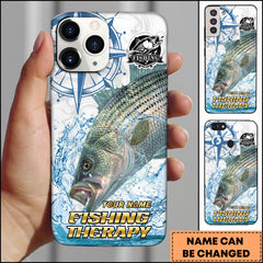 Maxcorners Striped Bass Fishing Therapy Water Splash Art Personalized Name Phone Case