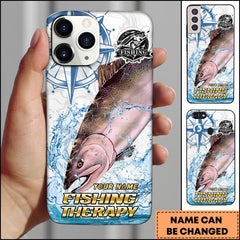 Maxcorners Salmon Fishing Therapy Water Splash Art Personalized Name Phone Case