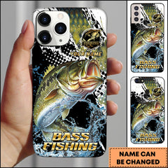 Maxcorners Largemouth Bass Fishing Bold Splash Graphic Personalized Name Phone Case