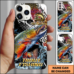 Maxcorners Trout Fishing Bold Splash Graphic Personalized Name Phone Case