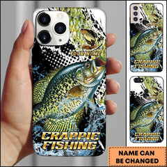 Maxcorners Crappie Fishing Bold Splash Graphic Personalized Name Phone Case