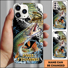 Maxcorners Pike Fishing Bold Splash Graphic Personalized Name Phone Case