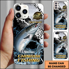 Maxcorners Chinook Fishing Bold Splash Graphic Personalized Name Phone Case