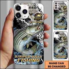 Maxcorners Striped Bass Fishing Bold Splash Graphic Personalized Name Phone Case