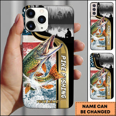 Maxcorners Pike Fishing Outdoor Lake Scene Personalized Name Phone Case