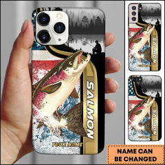 Maxcorners Salmon Fishing Outdoor Lake Scene Personalized Name Phone Case