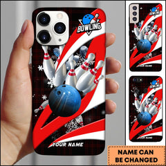 Maxcorners Bowling Ball Strike Motion Art Personalized Name Phone Case