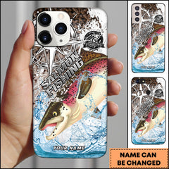 Maxcorners Salmon Fishing Scale Pattern Splash Art Personalized Name 3D Phone Case