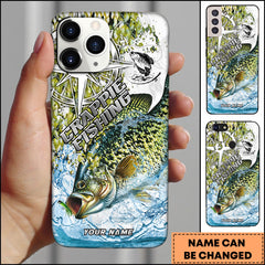 Maxcorners Crappie Fishing Scale Pattern Splash Art Personalized Name 3D Phone Case