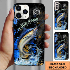 Maxcorners Fishing Jumping Marlin Splash Art Personalized Name Phone Case