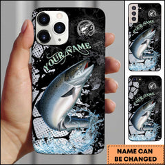 Maxcorners Fishing Jumping Salmon Splash Art Personalized Name Phone Case