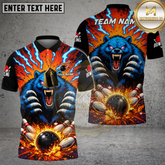Maxcorners Bowling Shirt Furious Blue Bear Strike Explosion Multicolor Options Personalized Name, Team Name 3D Shirt (4 Colors)