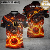 Maxcorners Bowling Shirt Dark Dragon Lava Strike Multicolor Options Personalized Name, Team Name 3D Shirt (4 Colors)