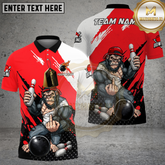 Maxcorners Bowling Shirt Savage Gorilla Street Style Strike Multicolor Options Personalized Name, Team Name 3D Shirt (4 Colors)