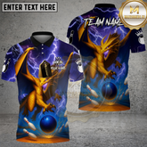 Maxcorners Bowling Thunder Dragon Lightning Strike Multicolor Options Personalized Name, Team Name 3D Shirt (4 Colors)