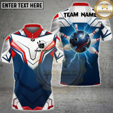 Maxcorners Bowling Shirt Electric Bowling Ball Lightning Strike Design Multicolor Options Personalized Name, Team Name 3D Shirt (4 Colors)