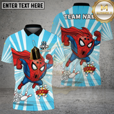 Maxcorners Bowling Web Hero Dynamic Cartoon Multicolor Options Personalized Name, Team Name 3D Shirt (4 Colors)