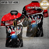 Maxcorners Bowling Santa Strike Action Multicolor Options Personalized Name, Team Name 3D Shirt (4 Colors)