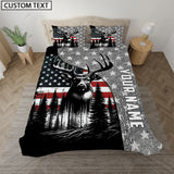 Maxcorners Deer American Flag Forest Mountain Personalized Name Bedding Set 3D All Over Printed