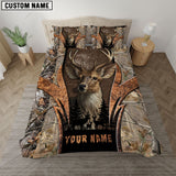 Maxcorners Grass Brown Camo Deer Hunter Nature Personalized Name Bedding Set 3D All Over Printed