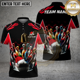 Maxcorners Bowling Explosion Colorful Pins Santa Hat Multicolor Options Personalized Name, Team Name 3D Shirt (4 Colors)