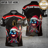 Maxcorners Funny Bowling Fireball Santa Character Multicolor Options Personalized Name, Team Name 3D Shirt (4 Colors)