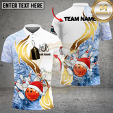 Maxcorners Bowling Christmas Lights Fire Strike Multicolor Options Personalized Name, Team Name 3D Shirt (4 Colors)