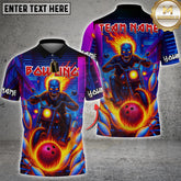 Maxcorners Flaming Rider Bowling Strike Multicolor Options Personalized Name, Team Name 3D Shirt (4 Colors)