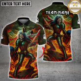 Maxcorners Heavy Metal Warrior Bowling Fire Sword Multicolor Options Personalized Name, Team Name 3D Shirt (4 Colors)