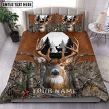 Maxcorners Deer Hunter Brown Leather Camo Personalized Name Bedding Set 3D Printed