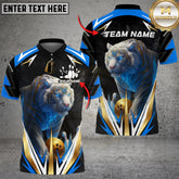 Maxcorners Bowling White Tiger Blue Flame Multicolor Options Personalized Name, Team Name 3D Shirt (4 Colors)