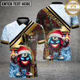 Maxcorners Billiards Polo Shirt Frosty Christmas 8 Ball Santa Style Multicolor Options Personalized Name, Team Name 3D Shirt (4 Colors)