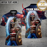 Maxcorners American Skull Patriot Dart Fighter Multicolor Options Personalized Name, Team Name 3D Shirt (4 Colors)