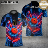 Maxcorners Bowling Electric Strike Red Ball Multicolor Options Personalized Name, Team Name 3D Shirt (4 Colors)