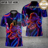 Maxcorners Bowling Cartoon Neon Character Multicolor Options Personalized Name, Team Name 3D Shirt (4 Colors)