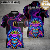 Maxcorners Neon Smiling Bear Dartboard Glow Style Multicolor Options Personalized Name, Team Name 3D Shirt (4 Colors)