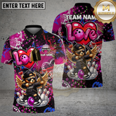 Maxcorners Bowling Cupid Bear Winged Character Multicolor Options Personalized Name, Team Name 3D Shirt (4 Colors)