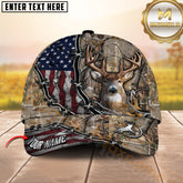 Maxcorners Deer Hunting American Flag Rustic Lacing Design Multicolor Options Personalized Name 3D Cap