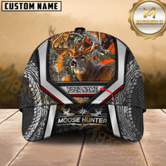 Maxcorners Deer Hunter Camo Tire-Texture Modern Stripe Multicolor Options Personalized Name 3D Cap
