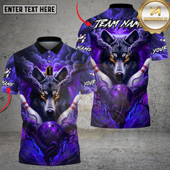 Maxcorners Bowling Purple Shadow Wolf Mystic Multi Options Personalized Name, Team Name Unisex 3D Shirt (4 Colors)
