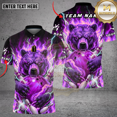 Maxcorners Bowling Thunder Bear Lightning Rage Multi Options Personalized Name, Team Name Unisex 3D Shirt (4 Colors)