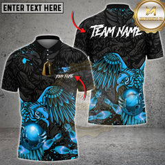 Maxcorners Bowling Golden Eagle Strike Art Multi Options Personalized Name, Team Name Unisex 3D Shirt (4 Colors)