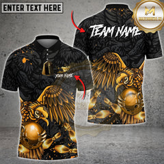 Maxcorners Bowling Golden Eagle Strike Art Multi Options Personalized Name, Team Name Unisex 3D Shirt (4 Colors)