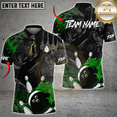 Maxcorners Bowling Fireball Strike Power Art Multi Options Personalized Name, Team Name Unisex 3D Shirt (4 Colors)