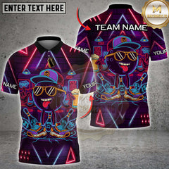 Maxcorners Bowling Cyber Neon Bowling Graffiti Style Multi Options Personalized Name, Team Name Unisex 3D Shirt (4 Colors)
