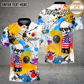 Maxcorners Bowling American Skull Graffiti Bowling Style Multi Options Personalized Name, Team Name Unisex 3D Shirt (4 Colors)